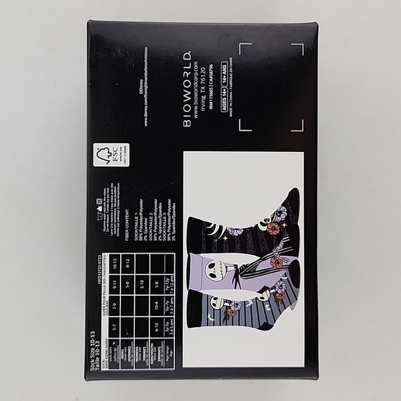 The Nightmare Before Christmas Jack Skellington Men 3 Pair  Crew Sock Size 10-13 - Picture 8 of 9